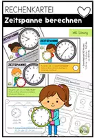 Vorschau - Arbeitsblätter - Rechenkartei: Zeitspanne berechnen - Uhrzeiten und Zeitspannen üben #rabattraketenzusalevester25 - Deckblatt