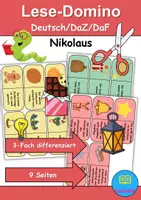 Vorschau - Arbeitsblätter - Lese-Domino Nikolaus - Bastelvorlage - DaZ/DaF / Deutsch (Lesespiel) - Deckblatt