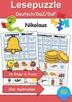 Vorschau - Spiele - Lese-Puzzle Nikolaus - DaZ/DaF / Deutsch (Lesespiel) - Deckblatt