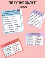 Vorschau - Stationenlernen - Klammerkarten, Würfelsätze und Zufallssätze Subjekt Prädikat - Deckblatt