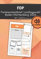 Vorschau - Arbeitsblätter - FDP Partei-Steckbrief Landtagswahl Baden-Württemberg 2026 (+Audioaufnahme) - Deckblatt