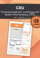 Vorschau - Arbeitsblätter - CDU Partei-Steckbrief Landtagswahl Baden-Württemberg (+ Audioaufnahme) - Deckblatt