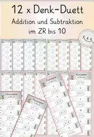 Vorschau - Spiele - Addition + Subtraktion im ZR bis 10, 12x Denk Duett Rechnen im ZR bis 10, Freiarbeitsmaterial - Deckblatt