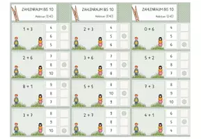 Vorschau - Stationenlernen - Addition und Subtraktion bis 10, 24 Klammerkarten mit je 4 Aufgaben, Zahlenraum bis 10, Operationsvorstellung - Seite 2