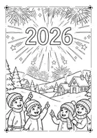 Vorschau - Mal- und Bastelvorlagen - Silvester Ausmalbilder - Seite 1