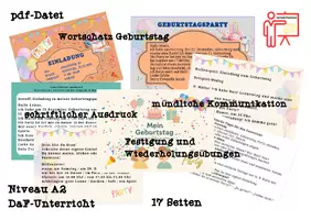 Vorschau - Arbeitsblätter - Mein Geburtstag / Wortschatz, Theorie, Arbeitsblätter A1-A2 - Seite 1