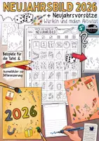 Vorschau - Arbeitsblätter - Neujahrsbild 2026 - würfeln und malen (+ Neujahrsvorsätze) - Deckblatt