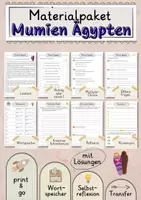 Vorschau - Arbeitsblätter - Mumien Ägypten Lesetext mit Fragen + Lösungen Leseverstehen Wortspeicher didaktische Reserve Lesen Leseverständnis - Deckblatt