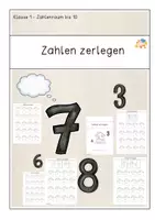 Vorschau - Arbeitsblätter - Zahlen zerlegen- Klasse 1 - Deckblatt