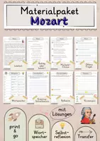 Vorschau - Arbeitsblätter - Mozart Lesetext mit Fragen + Lösungen Leseverstehen Wortspeicher didaktische Reserve Lesen Leseverständnis - Deckblatt