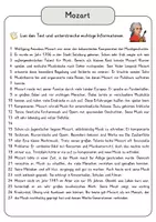 Vorschau - Arbeitsblätter - Mozart Lesetext mit Fragen + Lösungen Leseverstehen Wortspeicher didaktische Reserve Lesen Leseverständnis - Seite 3
