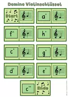 Vorschau - Arbeitsblätter - Noten lernen im Violinschlüssel mit Dominos Musik, - Seite 1