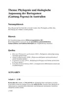 Vorschau - Arbeitsblätter - Klausur - Evolution, Phylogenie der Bartagamen, Ar - Deckblatt