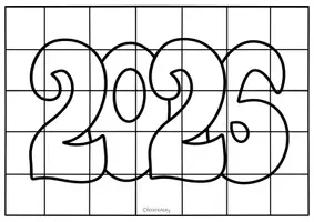 Vorschau - Mal- und Bastelvorlagen - 2026 Neujahrs Rasterbilder zum Ausmalen - Kunst im neuen Jahr - Seite 2