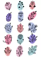 Vorschau - Mal- und Bastelvorlagen - 21 Blumen – transparent & farbig - Seite 1