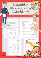 Vorschau - Arbeitsblätter - Deutschlabyrinth Lesen Fasching Karneval Leseverstehen Quiz - Deckblatt
