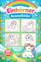 Vorschau - Mal- und Bastelvorlagen - Einhorn Ausmalbilder (52 Malvorlagen) inkl. Stundenentwurf (PDF) - Deckblatt