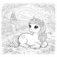 Vorschau - Mal- und Bastelvorlagen - Einhorn Ausmalbilder (52 Malvorlagen) inkl. Stundenentwurf (PDF) - Seite 1
