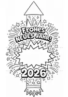 Vorschau - Mal- und Bastelvorlagen - Silvesterraketen 2026 zum Falten & Ausmalen – 8 Designs inkl. Wunschfeld + Anleitung (Druckvorlage) - Seite 1