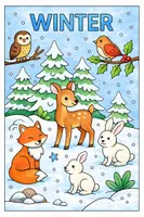 Vorschau - Mal- und Bastelvorlagen - Tiere im Winter - Deckblatt
