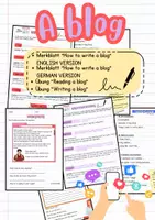 Vorschau - Arbeitsblätter - A BLOG - How to write a blog, useful phrases, Reading, Writing - Deckblatt