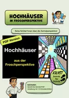 Vorschau - Stundenentwürfe - Kunstprojekt: PDF-Anleitung - Hochhäuser in Froschperspektive (Bunt-/Filzstiftzeichnung) - Deckblatt