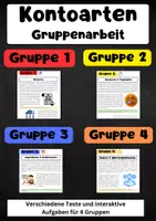Vorschau - Stationenlernen - Kontoarten Gruppenarbeit: Girokonto, Sparkonto, Tagesgeld & Depot - Deckblatt