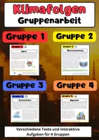 Vorschau - Arbeitsblätter - Klimafolgen Gruppenarbeit: Dürre, Überschwemmung, Artensterben, Migration - Deckblatt