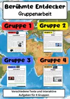 Vorschau - Arbeitsblätter - Berühmte Entdecker Gruppenarbeit: Kolumbus, Marco Polo, Magellan, Cook - Deckblatt