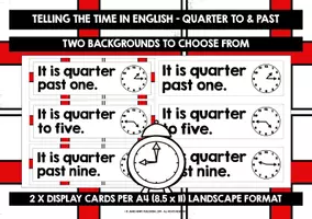 Vista previa - Presentaciones - ENGLISH TELLING THE TIME WORD WALL QUARTER TO & PAST - página 1