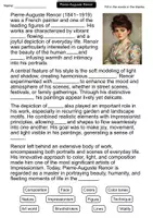 Vorschau - Arbeitsblätter - Pierre-Auguste Renoir | Cloze Text Artist Study | Art History | Art | English - Seite 1