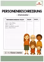 Vorschau - Arbeitsblätter - Personenbeschreibung Arbeitsblätter - Deckblatt