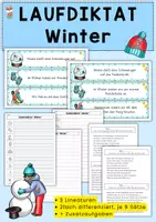 Vorschau - Arbeitsblätter - Laufdiktat, Schleichdiktat, Winter, 9 Sätze - Deckblatt