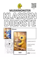 Vorschau - Mal- und Bastelvorlagen - Musikmonster-Klassendienste – liebevoll illustriertes Klassenzimmer-Set (inkl. Ausmalbilder) - Deckblatt
