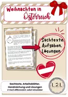 Vorschau - Arbeitsblätter - Weihnachten in Österreich - Sachtext und Aufgaben zum Textverständnis (3-fach differenziert) - Leseförderung - Texte lesen im Winter / in dere Weihnachtszeit - Adventszeit als Lesezeit nutzen - Deckblatt