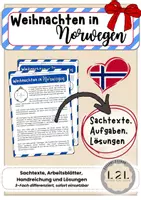 Vorschau - Arbeitsblätter - Weihnachten in Norwegen - Sachtexte und Aufgaben zu norwegischen Weihnachtsfest - Leseförderung und Lesekompetenz stärken in der Adventszeit - Deckblatt