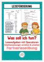 Vorschau - Arbeitsblätter - Partnerleseübungen mit Operatoren. Arbeitsanweisungen verstehen & umsetzen. Lesetandem - Deckblatt