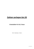 Vorschau - Arbeitsblätter - Zahlen zerlegen bis 20 – Arbeitsblätter für Klasse 1 - Deckblatt