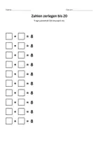 Vorschau - Arbeitsblätter - Zahlen zerlegen bis 20 – Arbeitsblätter für Klasse 1 - Seite 3