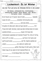 Vorschau - Arbeitsblätter - Lückentext "Es ist Winter" DaZ / DaF / Deutsch - Seite 2