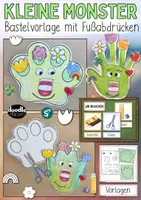 Vorschau - Mal- und Bastelvorlagen - Kleine Monster basteln - Fußabdrücke & Pfoten Bastelvorlage - Deckblatt