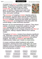 Vorschau - Arbeitsblätter - What Is a Mosaic? | Cloze Text Art Topic | Art History | Art | English - Seite 2