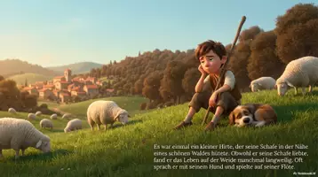 Vorschau - Arbeitsblätter - Der Junge, der „Wolf!“ rief - Fabel - 3D‑Bilderpräsentation + Arbeitsblätter - Seite 1