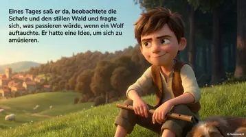 Vorschau - Arbeitsblätter - Der Junge, der „Wolf!“ rief - Fabel - 3D‑Bilderpräsentation + Arbeitsblätter - Seite 2