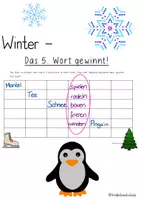 Vorschau - Spiele - Das 5. Wort gewinnt - Spielerisch Wortarten üben - WinterEdition - Deckblatt