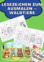 Vorschau - Mal- und Bastelvorlagen - Lesezeichen zum Ausmalen – Waldtiere - Deckblatt