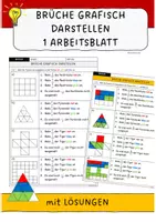 Vorschau - Arbeitsblätter - Brüche grafisch darstellen - Arbeitsblatt mit Lösungen (Brüche darstellen) - Deckblatt