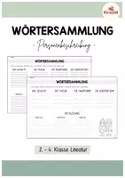 Vorschau - Arbeitsblätter - Personenbeschreibung Wörtersammlung - Wortschatz - Deckblatt