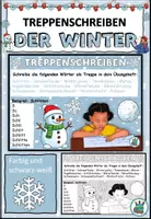 Vorschau - Aufgabenkarten - Treppenschreiben "Der Winter" Schreibtraining DaZ / DaF / Deutsch - Seite 3
