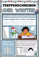 Vorschau - Aufgabenkarten - Treppenschreiben "Der Winter" Schreibtraining DaZ / DaF / Deutsch - Deckblatt